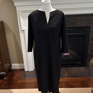 Piazza Sempione Black Wool Long Sleeve Dress w beautiful stitching